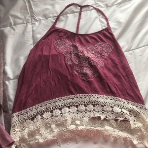 Tilly’s full tilt tank with crochet bottom